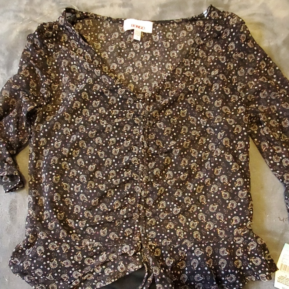 RETRO 70s✌Paisley Print✌ Adjustable Blouse By Bongo (S)